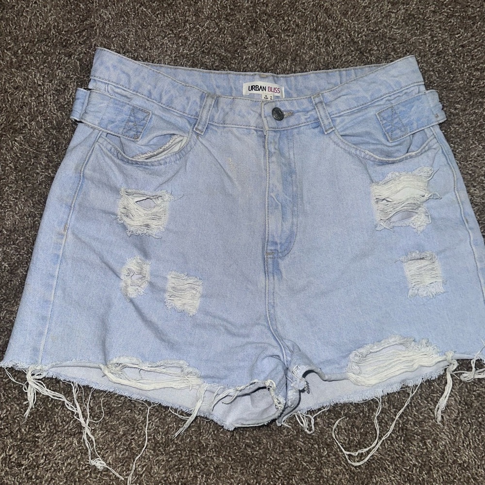 ASOS Blue Jean Shorts Distressed Casual Style